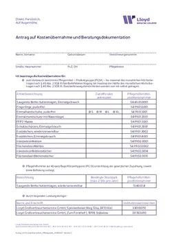 Antrag auf Kostenübernahme und Beratungsdokumentation